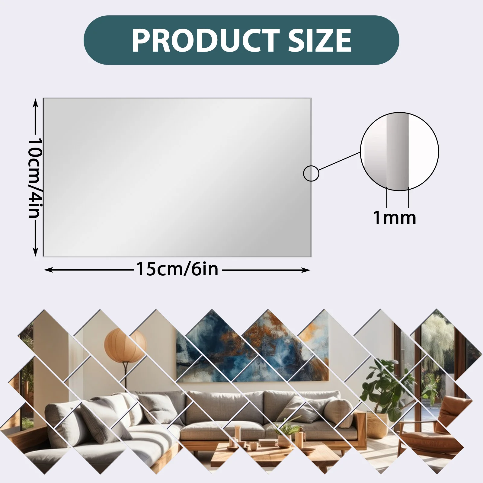 

24x Silver Mirror Tiles DIY Premium Acrylic For Easy Installation Easy To Install Mirrors