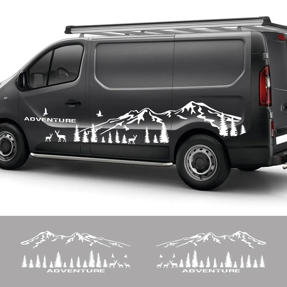 Car Door Side Stickers Camper Van Mountain Graphics Vinyl Film Decals For Renault Trafic 2 3 MK3 MK2 MK1 Tuning Accessories view 2