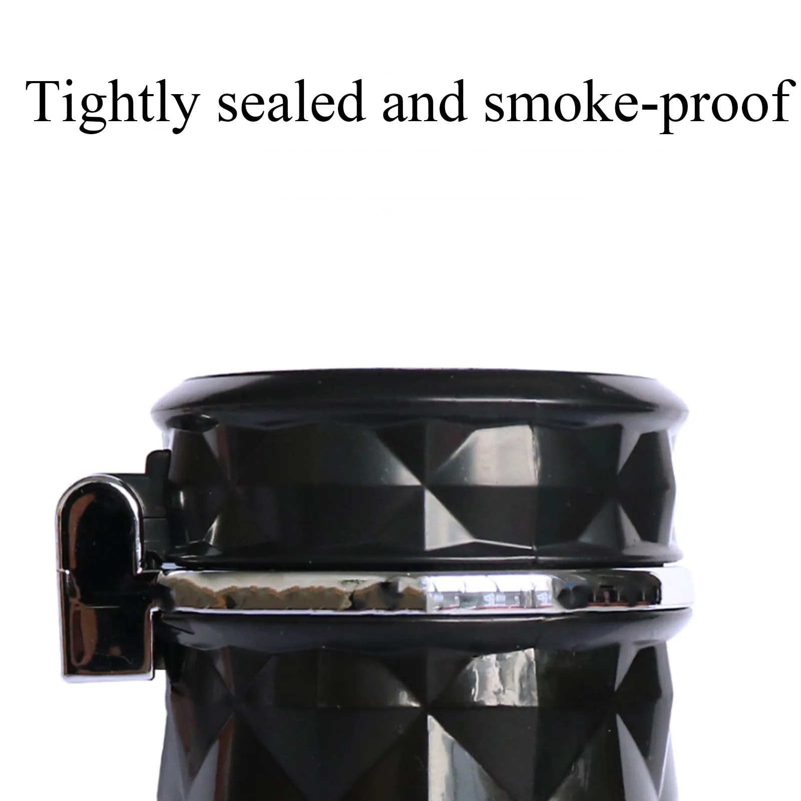 منفضة سجائر السيارة LED المقطوعة بالألماس - ملحق تلقائي مقاوم لدرجات الحرارة العالية مع ضوء متوهج لتوفير الدخان والرماد