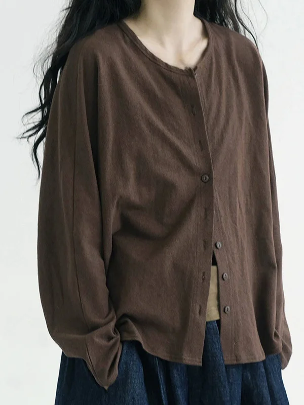 

Новый весенний вязаный кардиган свободного кроя в японском стиле с круглым вырезом и одной пуговицей для женщин больших размеров