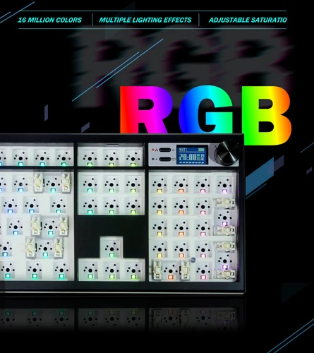 Imagen 2 del producto Kit de teclado mecánico GMK104, intercambiable en caliente, teclado para juegos compatible con bluetooth, estructura de junta retroiluminada a través de pantalla