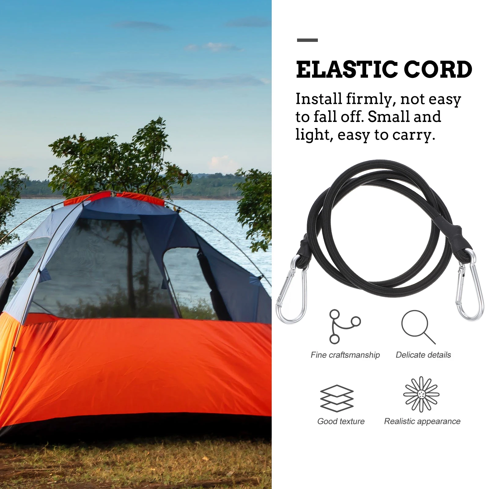 

6pcs Bungee Cords Elastic Straps Binding Rope Black Emulsion Heavy Duty Tie Downs Luggage Fixing Camping Hiking Motorcycle Bike