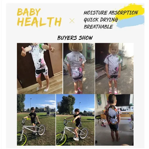 Imagen 2 del producto Conjunto de Jersey de ciclismo para niños del equipo Movistar para bebés, ropa de ciclismo para niños y niñas, camisetas para bicicleta de carretera, traje, pantalones para bicicleta, Maillot MTB