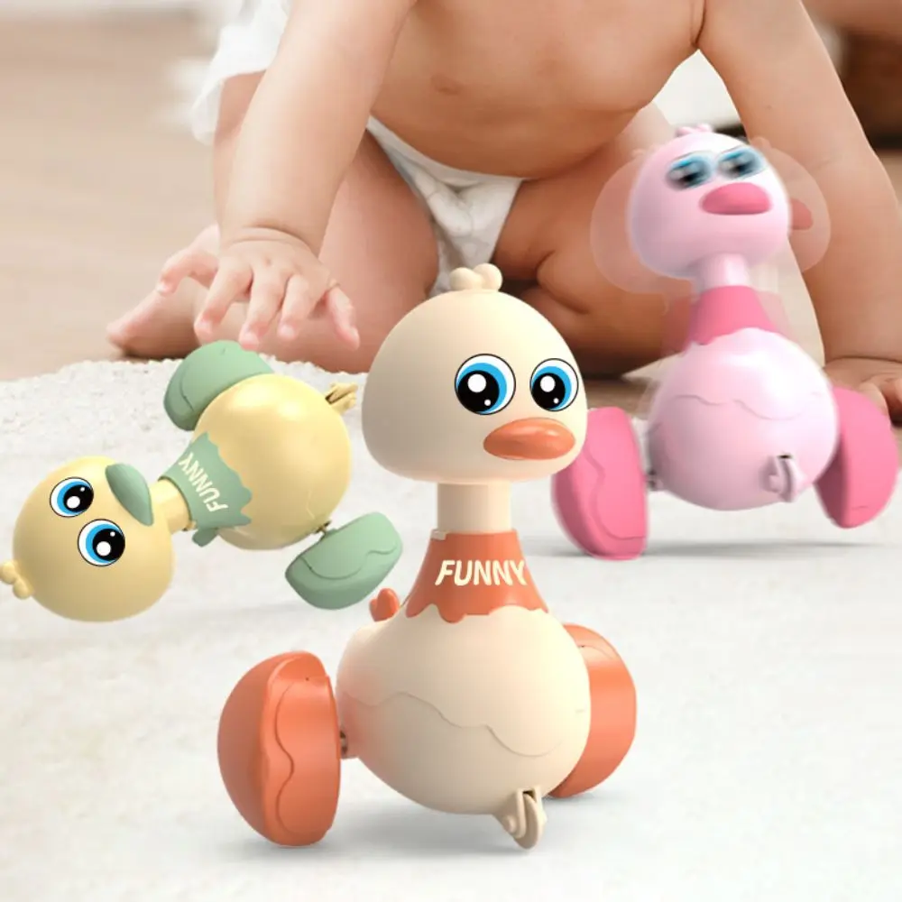 Mechanical Sliding Press Return Toy Cars Walking Safety Press and Go Cartoon Duck Plastic Vehicles Duck Car Return Toys