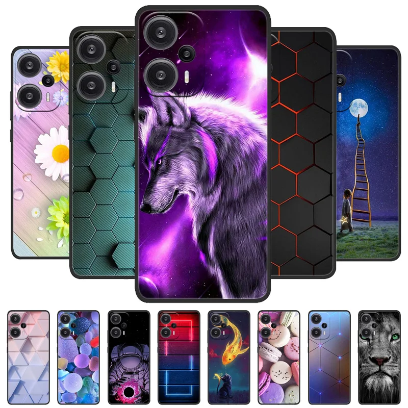 For Xiaomi Poco F5 Case Wolf Lion Cute For Poco F5 Black Soft Silicone Phone Case For PocoF5 Back Cover For POCO F5 Funda Coque