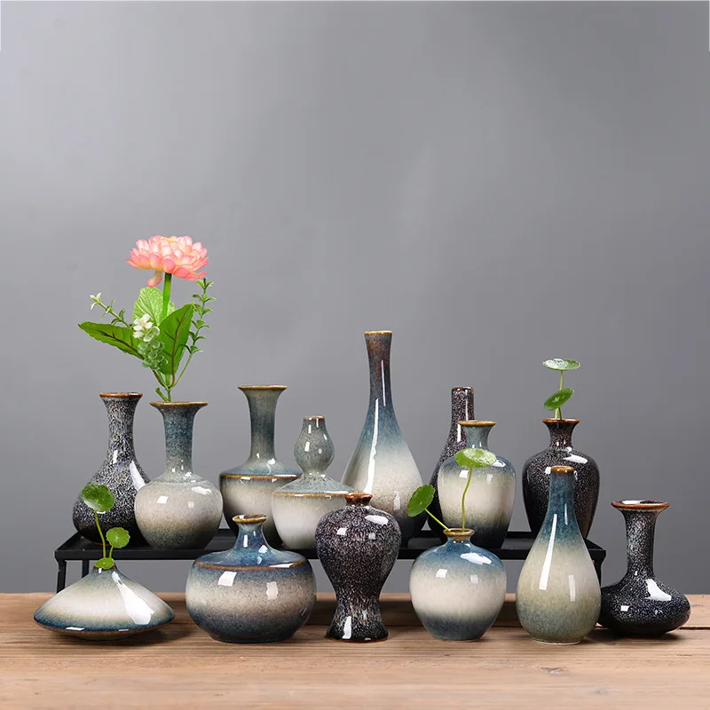 Antique Kiln Color Changing Glaze Ceramic Home Crafts Retro Small Vase Ornaments