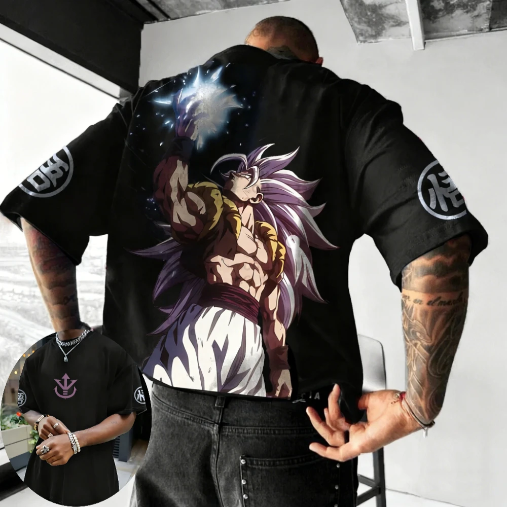 

Dragon Ball Men's and Women's T-shirt Gogeta Anime Solid Color Tee Summer Spring New Boy's Short Sleeves Parent-child Outfits