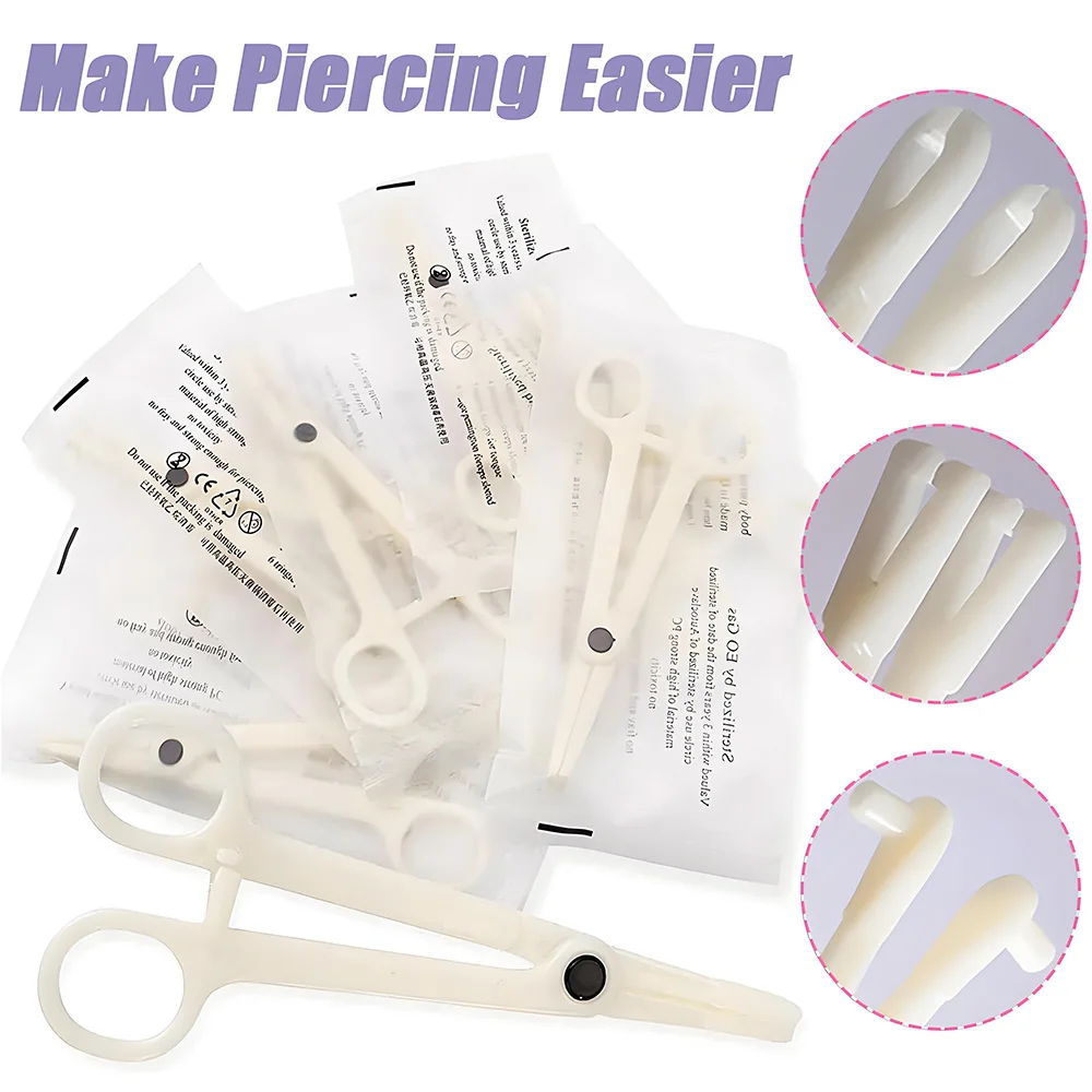 25/5PCS Disposable Piercing Clamp Ear Lip Navel Nose Piercing Tools Triangle Round Open Body Piercing Forceps Clamp Accessories