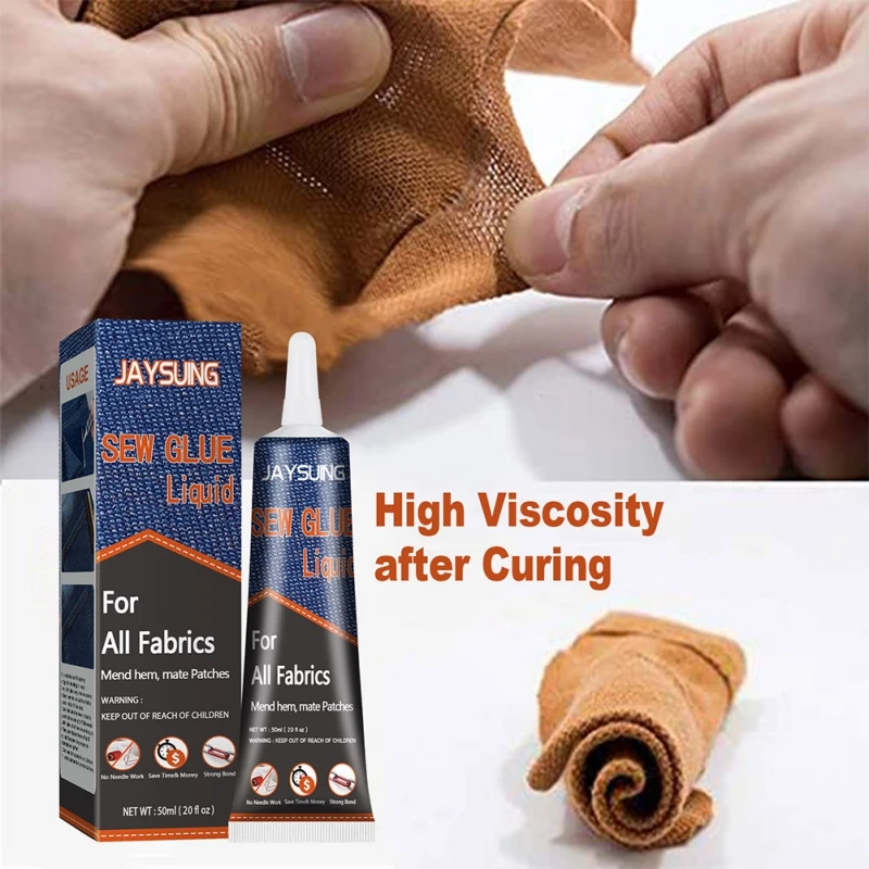 

50ml Clothing Repair Glue Instant Fabric Leather Fast Drying Glue Ultra-stick Sew Glue Kit Secure Stitch Liquid Sewing Supplies