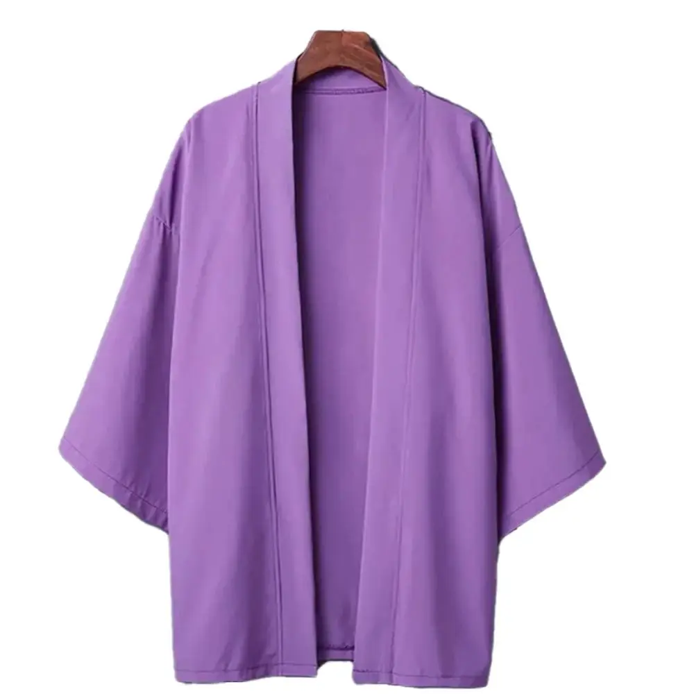 Summer Men Solid Color Kimono Cardigan Big Size 3XL Women Simple Haori Japanese Traditional Costume 6 colors Yukata Kimono Coat