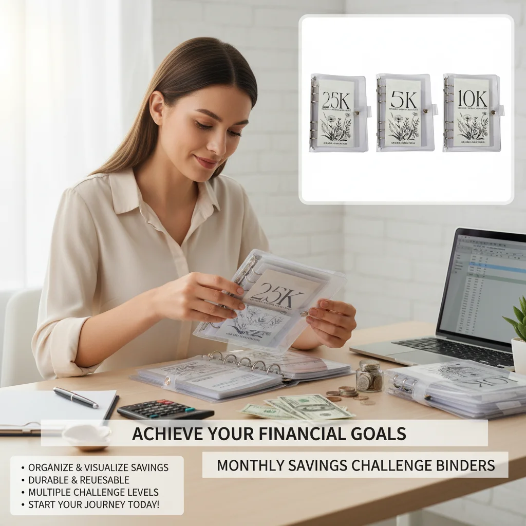 Vertical Savings Book with Six Holes Iron Clip Organizer Single Grid PVC Loose-leaf Card Album Small Financial Organizer