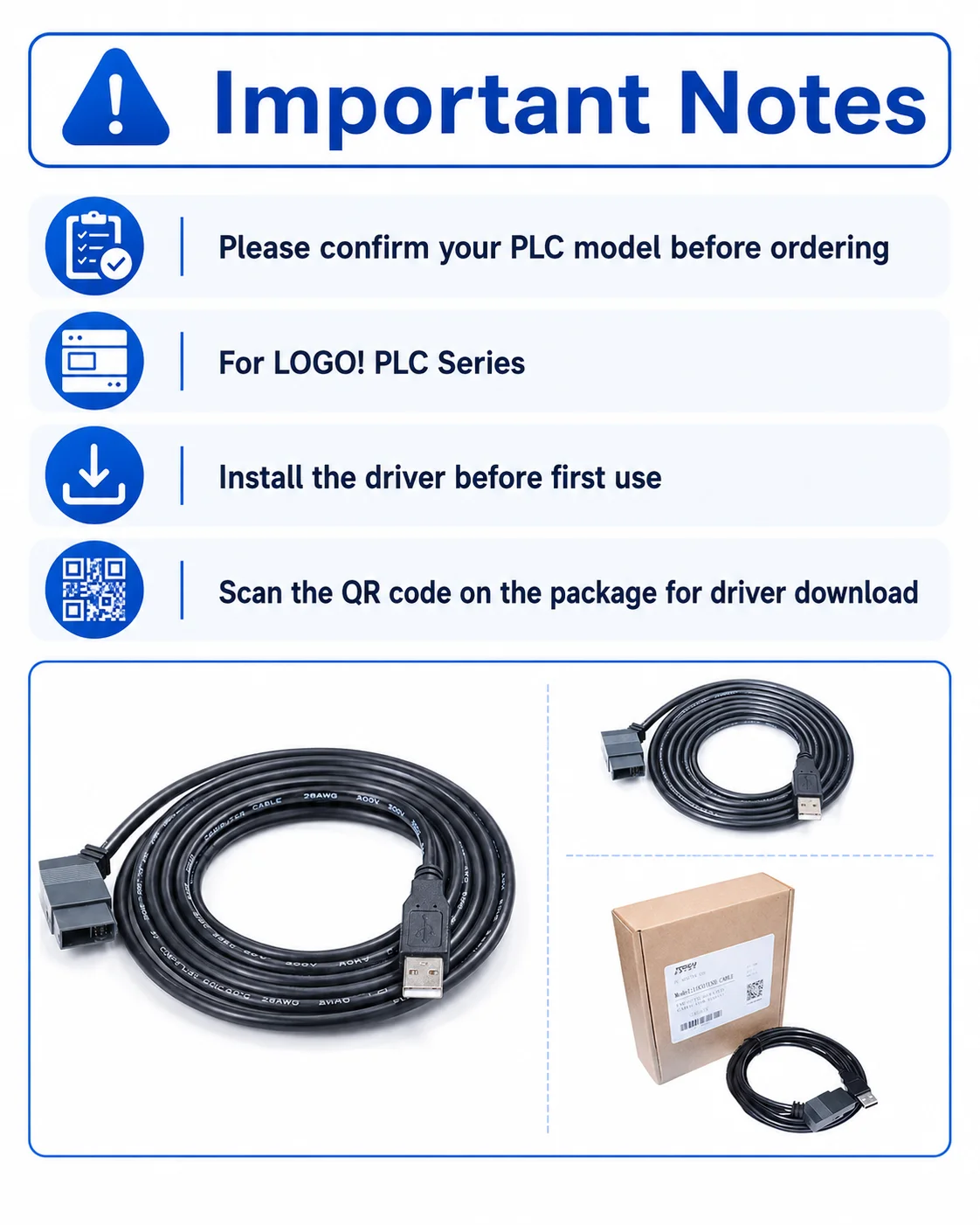 6ED1057-1AA01-0BA0 USB Programming Cable for Siemens LOGO! PLC, 12V Enhanced Upload and Download Data Cable