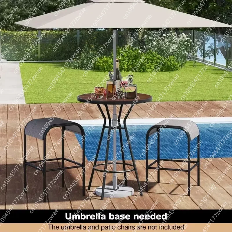 28-Inch Outdoor Bar Table with Wood-Like Tabletop for Patio Furniture for Backyard Garden Use