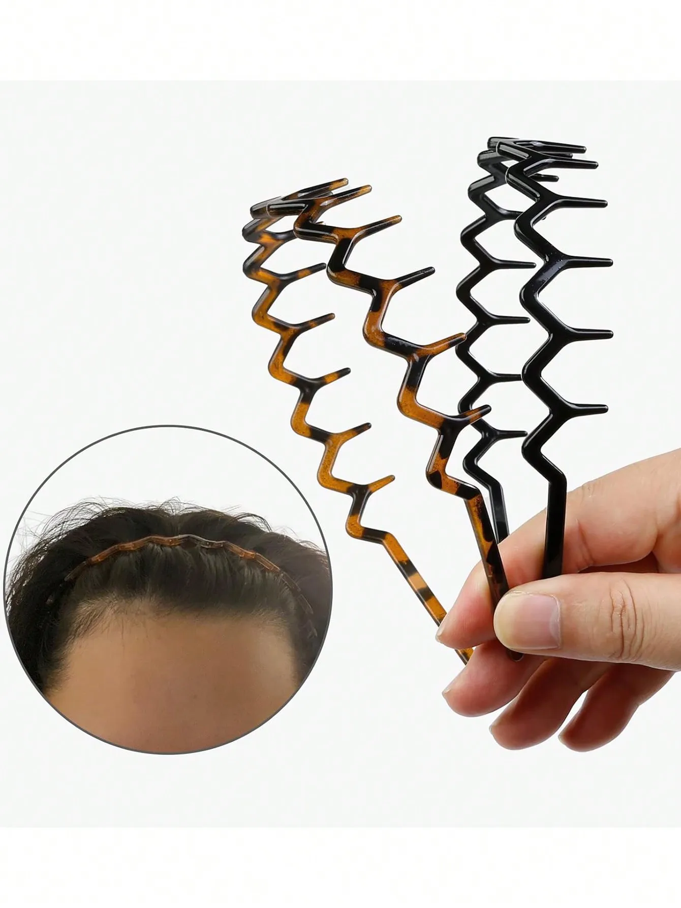 4 Packs Hair Hoop Zig Zag Headbands For Women Teen Girls Men, Plastic Hair Bands With Teeth Thin Zigzag Head Bands - Image 6