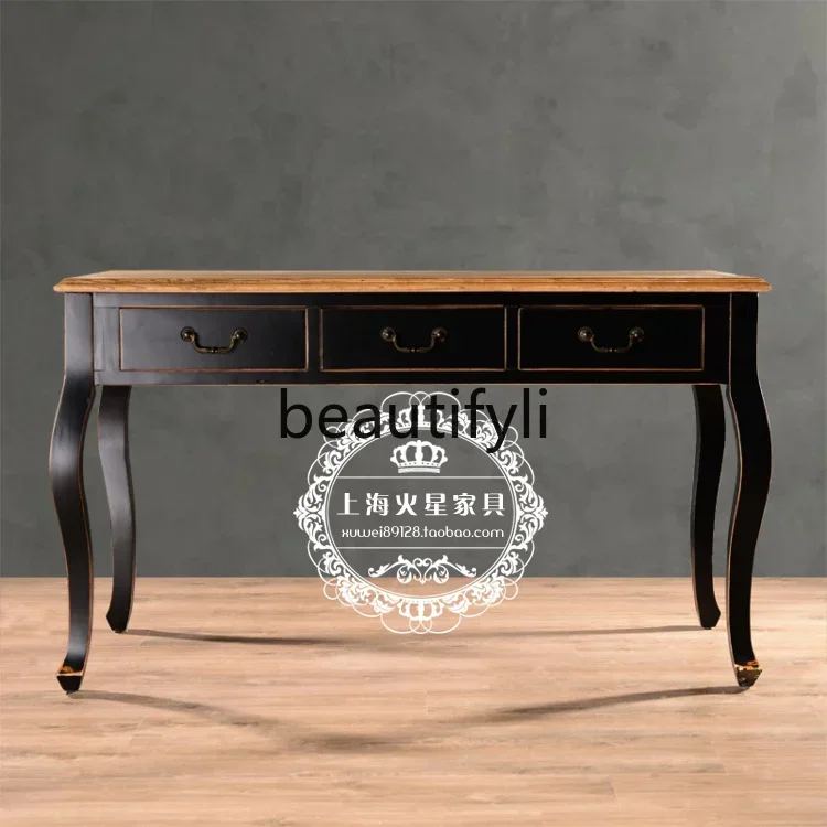 

American country solid wood old dresser simple desk retro dressing table writing desk2005