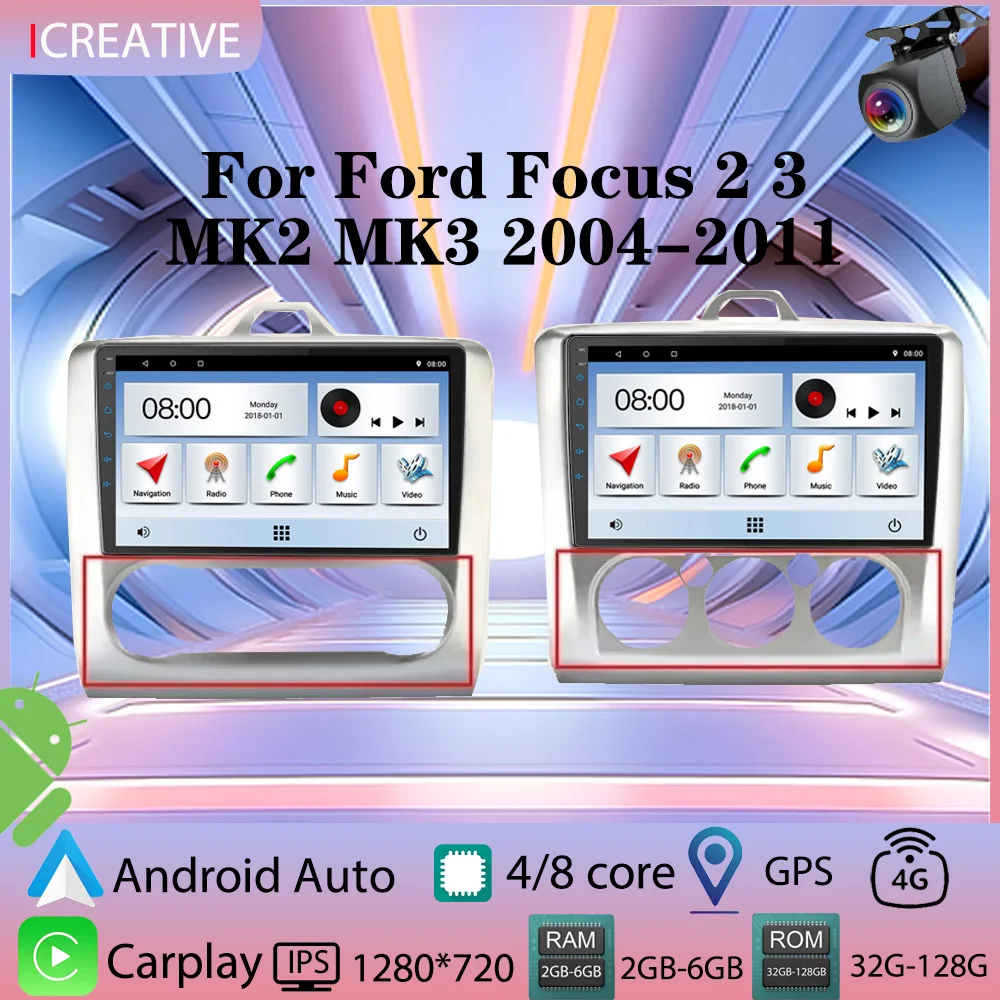 

Android Car Radio for Ford Focus 2 3 Mk2 Mk3 2004 -2011 Carplay Multimedia Player 2din Stereo Autoaudio Head Unit Navigation GPS