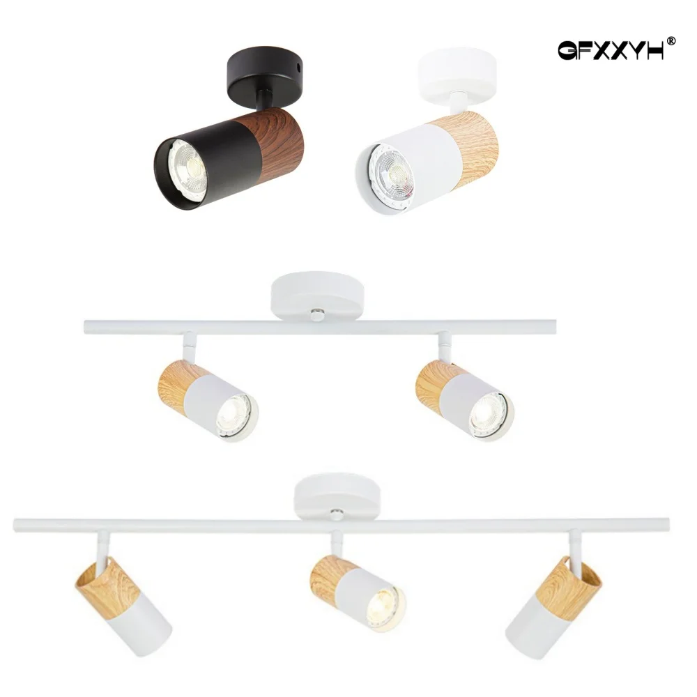 Surface-mounted double-head spotlight, LED ceiling light, adjustable angle, home living room, TV, background wall, ceiling, GU10