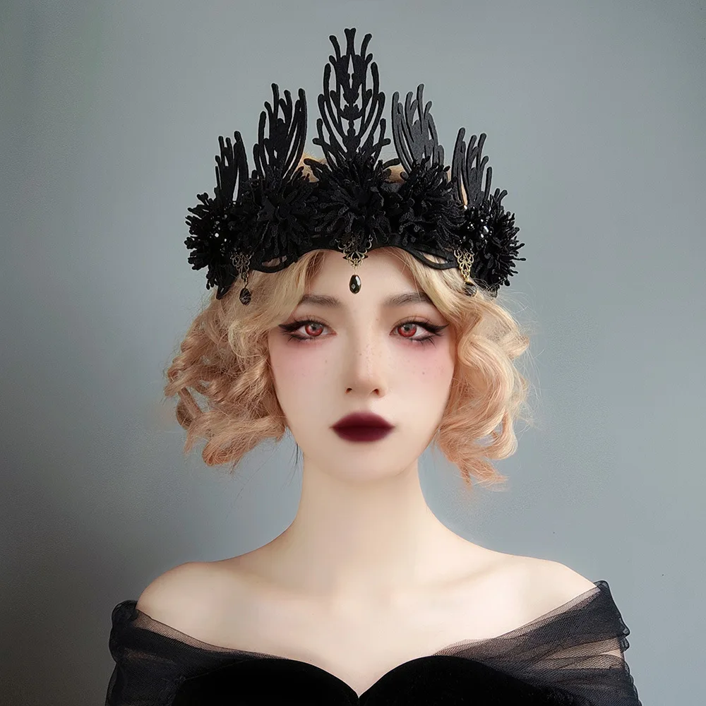 Medieval Royal Princess Queen Crown Headpiece Gothic Spiked Tiara Diadem Viking King Cosplay Costume Leather Headdress For Women