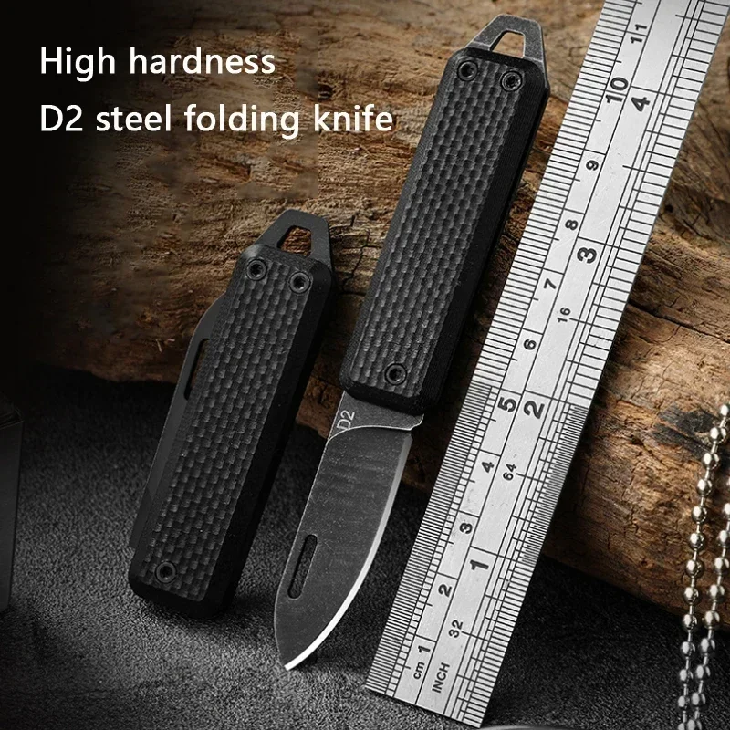 

Mini High Hardness D2 Steel Folding Knife G10 Handle Keychain Self-defense Knife Disassembly Express Delivery EDC Knife Hunting