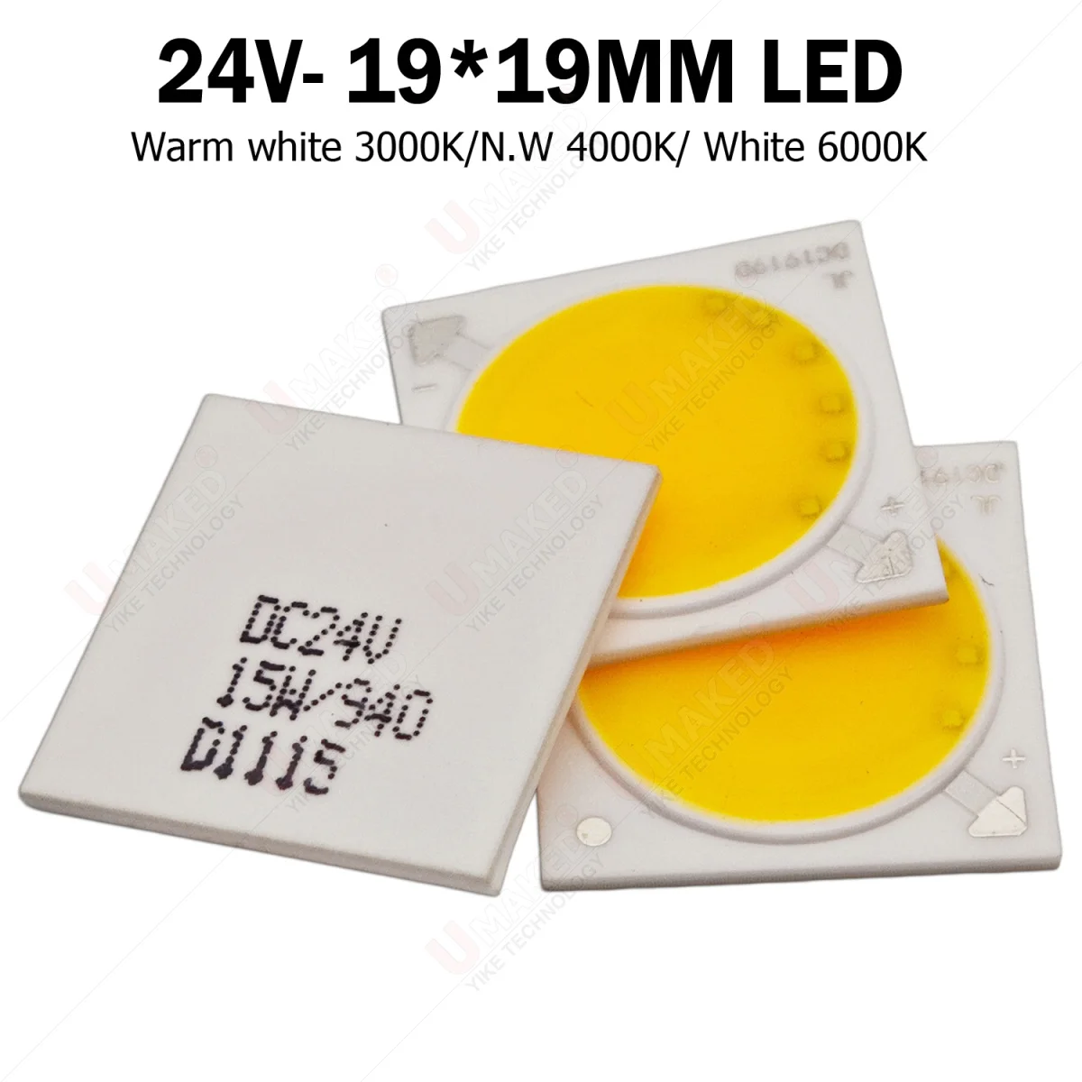 

10pcs 24V DC 1919 12/15/20W led COB Chips Warm white/ White spotlight Source Ra 90 led COB Beads For bulb Downlight track lamp