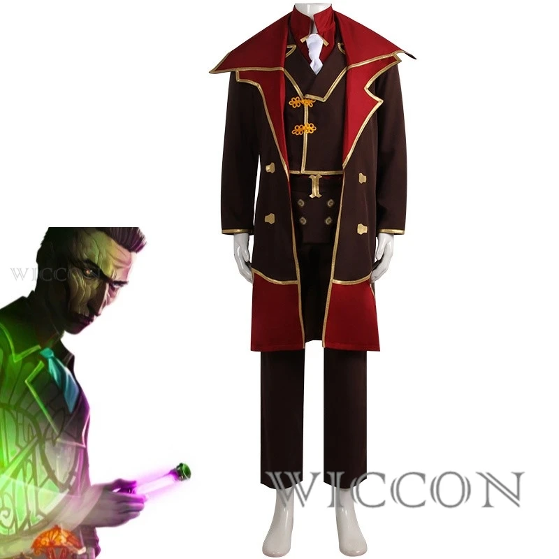 Arcane Tv Lol Silco Cosplay Costumes Long Jacket Anime Uniform Outfits Shoes Boots Halloween Carnival Wine Suit Man Women