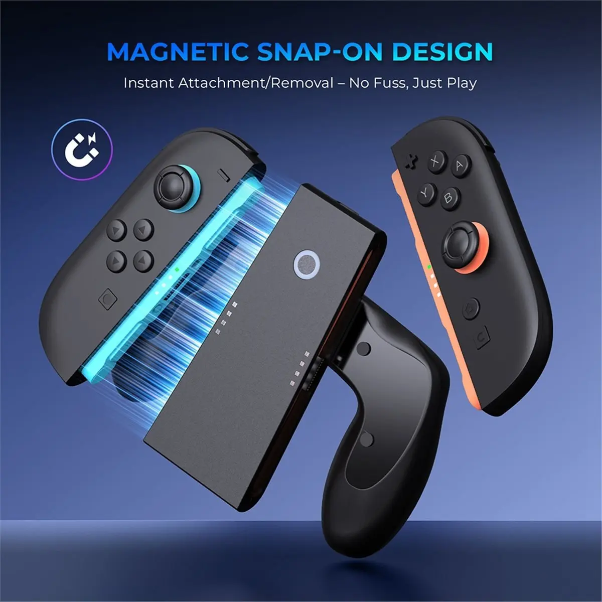 

For Switch 2 Left and Right Handle Charging Grip Multi-Function Charging Handle & Back Button Function Transparent Gray