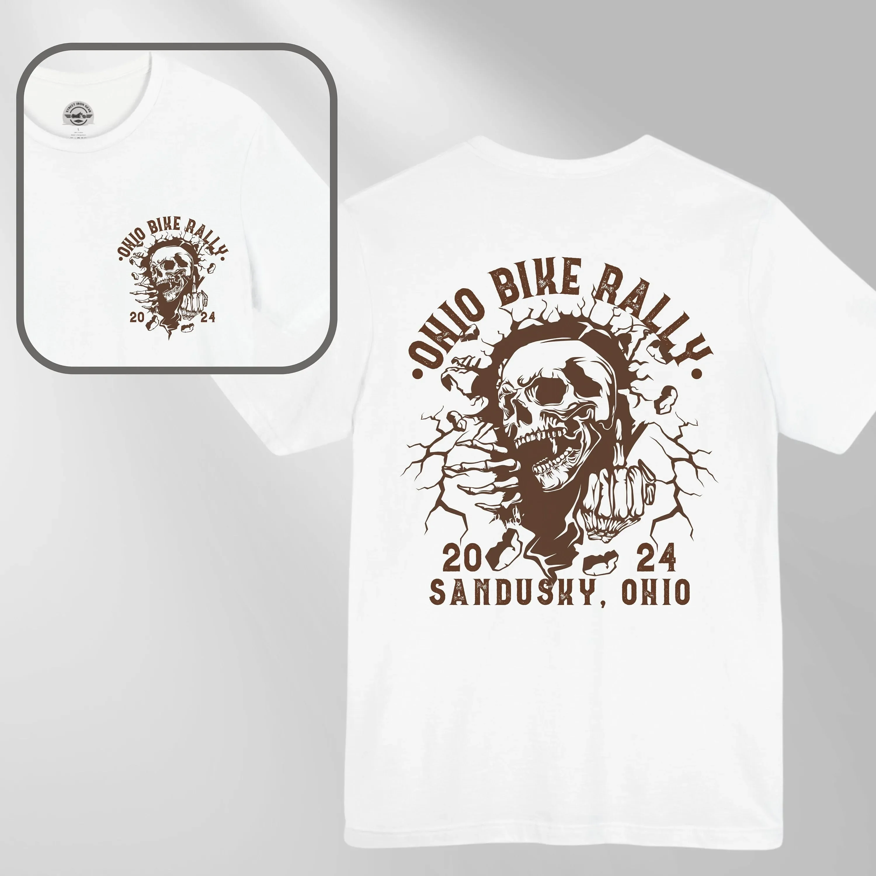 Ohio Bike Week 2024 T Shirt Grunge Skull Vintage Motorcycle Rally Biker S