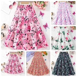 Long Skirt Teens Girl Clothes 8 9 10 11 12 Years Old Children Skirt Summer  Casual Fashion Floral Butterfly A-Line Birthday Gift