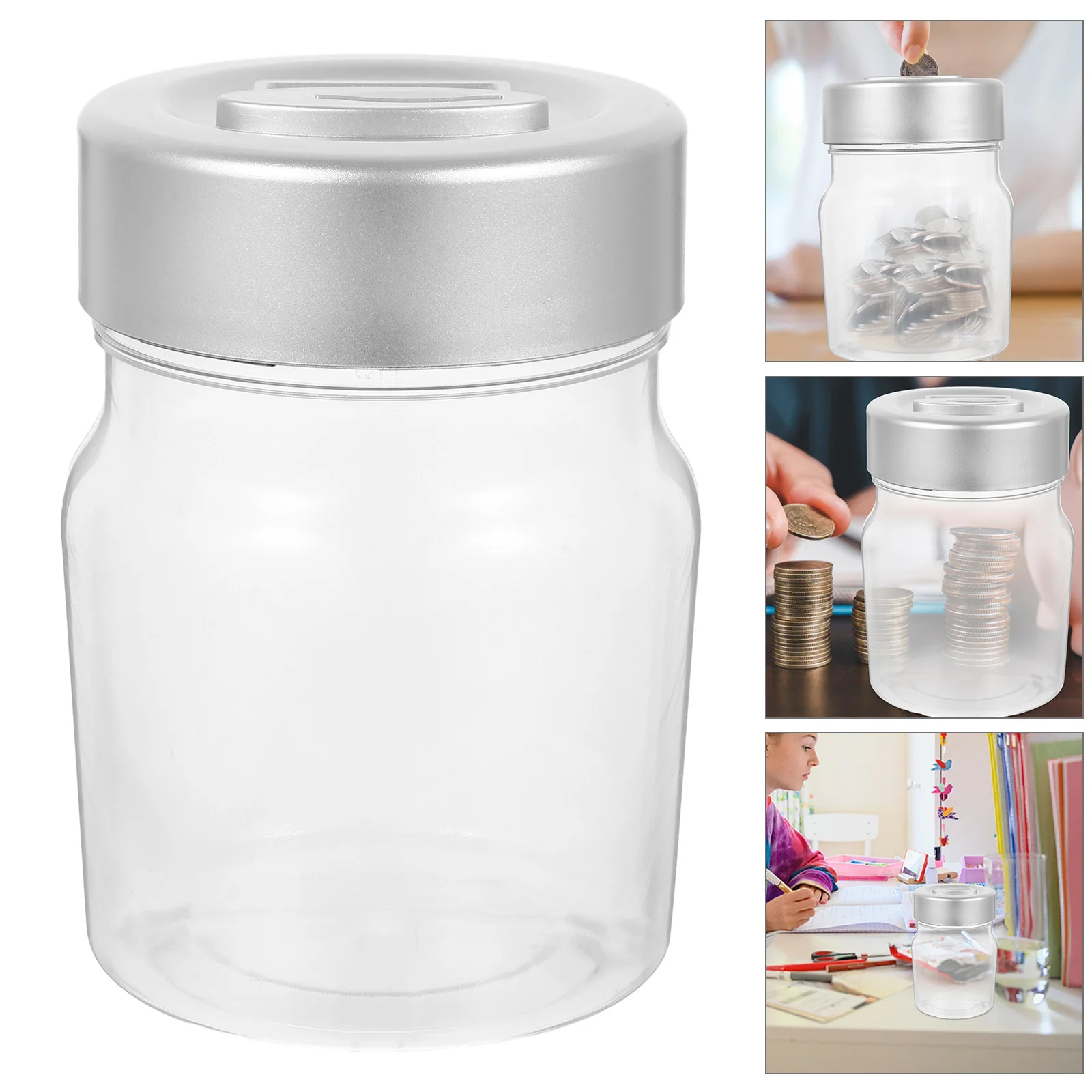وعاء توفير مدمج من مادة ABS شفافة للبالغين مع صندوق توفير المال لحاوية العملات المكتبية بتصميم واضح يوميًا #6