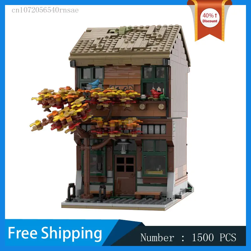 City Cafe Store MOC Building Blocks Street View Architectural Model DIY Bricks Creative Assembly Toys Christmas Present Kid Gift