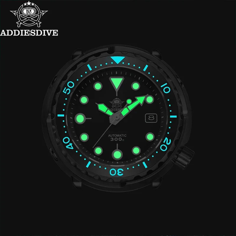 ADDIESDIVE Luxury Watches for Men Sapphire Tuna 300m Waterproof Diver NH35 Mechanical Watches BGW9 Luminous Relogios Masculino