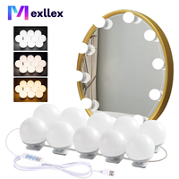LED Vanity USB Light for Mirror with 10 Dimmable Bulbs,3000/4000/6500K & 10 Level Brightness Adjustable for Makeup Dressing Room