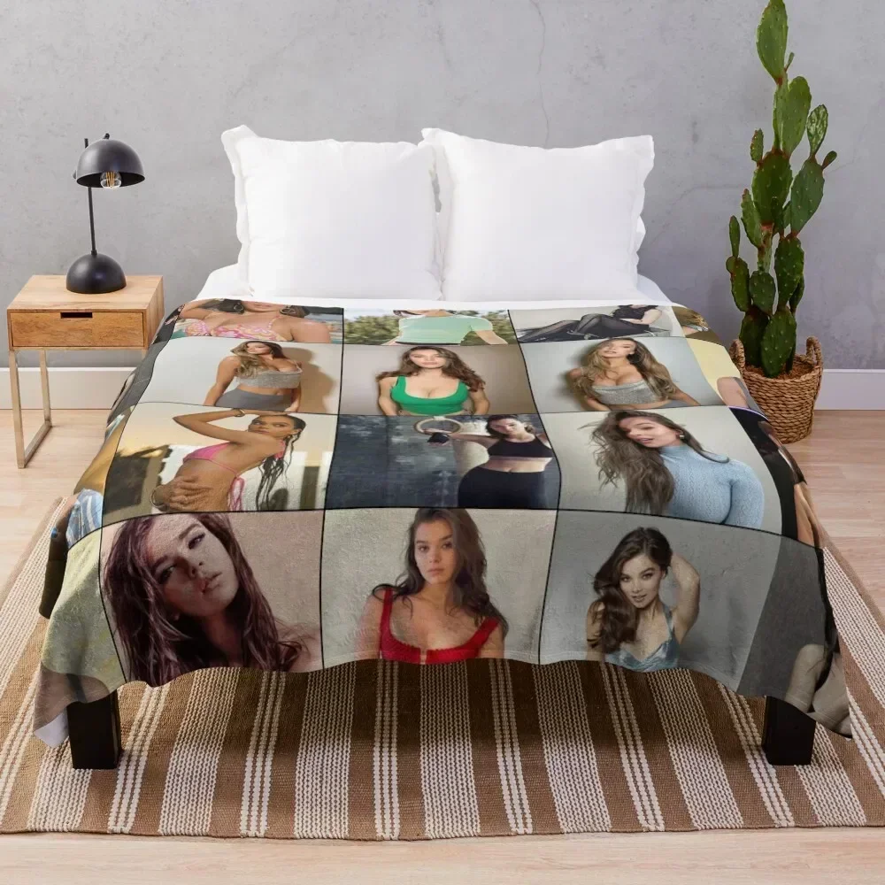 

Hailee Steinfeld Photo Collage Throw Blanket Quilt Retros Hairy Vintage Blankets