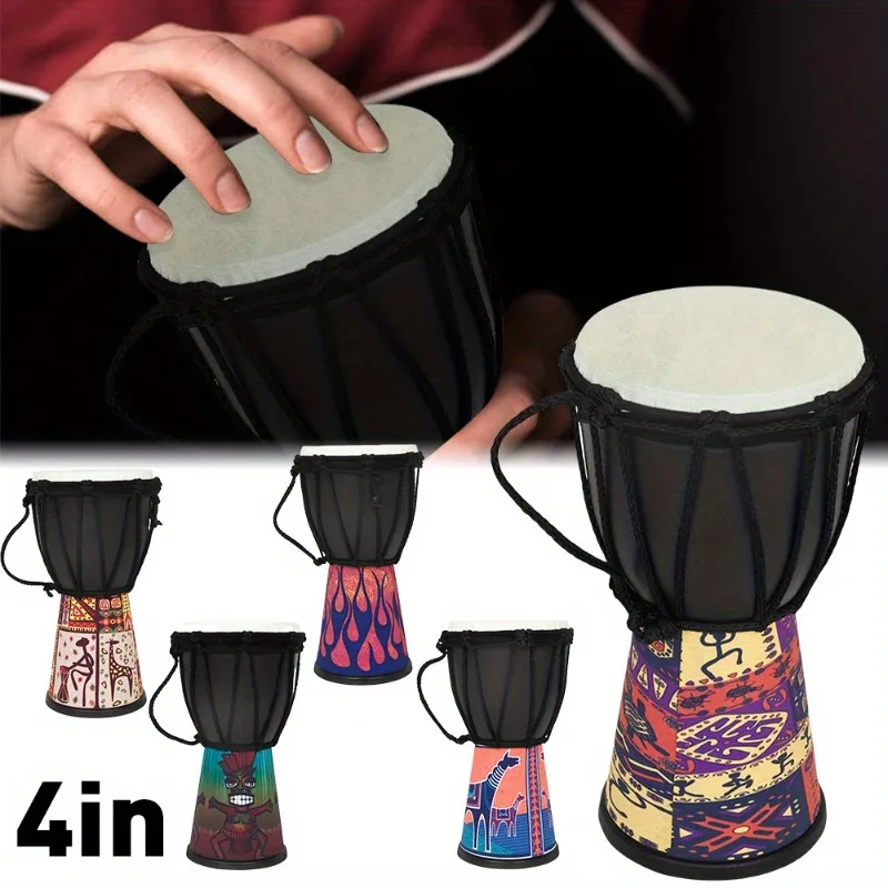 

4-Inch Portable African Djembe Drum - Beginner-Friendly, Vibrant Mixed Colors, Compact Design for Percussionists & Musicians