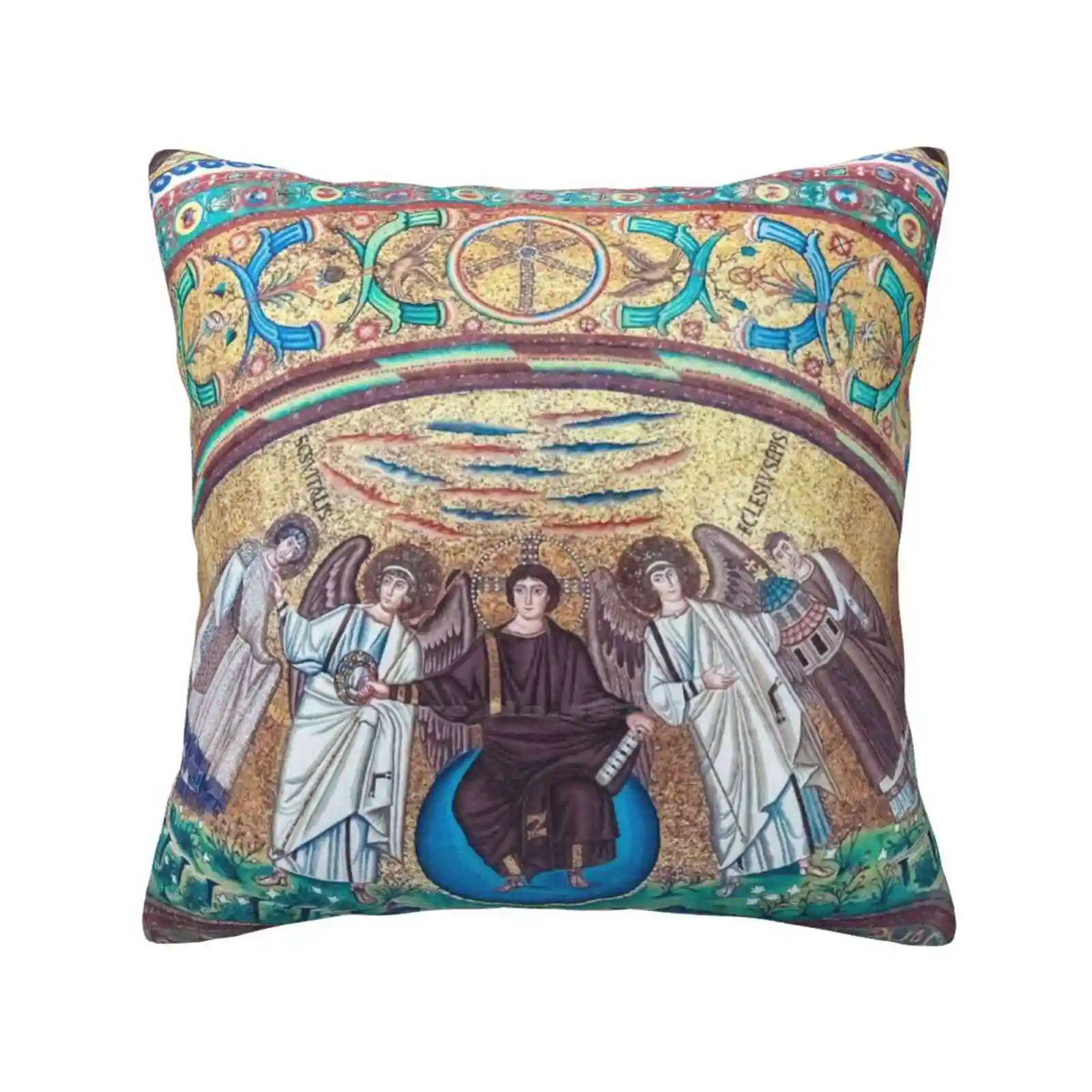 Historic Byzantine Mosaic In Saint Vitale Basilica , Ravenna , Italy Fashion Sofa Throw Pillow Cover Pillowcase Aged Ancient