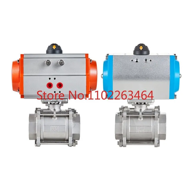 304 pneumatic ball valve Q611F-16P two-way stainless steel valve three-piece thread DN15 20 25 40 50