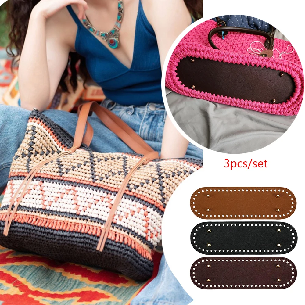 3Pcs Woven Bag Base with Holes, Wallet Base, Bag Hardware Accessories, Suitable for Knitted Bags, DIY Handmade Bag Accessories, Wallet Yarn Bag Accessories 26*8/3Pcs Wallet Base with Holes, Bag Making Base, Suitable for Yarn Knitted Bags, DIY Handmade Bag Accessories, Wallet Making Accessories