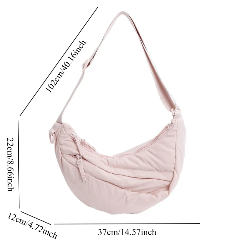 حقيبة هلال على الطراز الياباني غير رسمية من النايلون المتشرد حقيبة كتف نسائية على الطراز الكوري خفيفة الوزن ومتعددة الاستخدامات حقيبة طالب جامعية