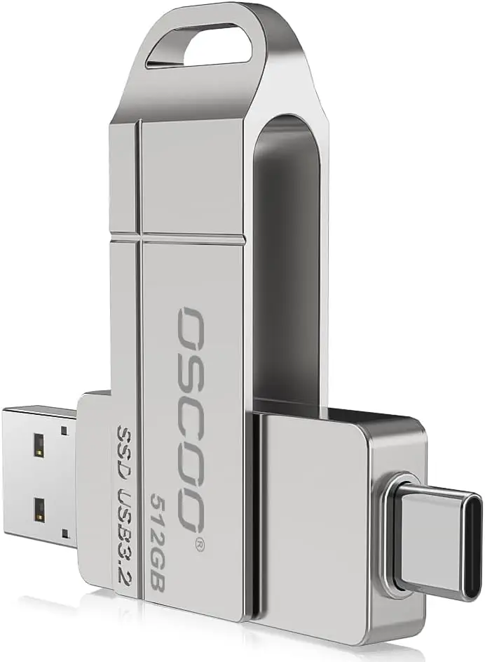 

512GB USB Flash Drive with Dual USB-C & USB-A Ports, Up to 550MB/s Speed for iPhone/Android/Mac Photo Video Backup