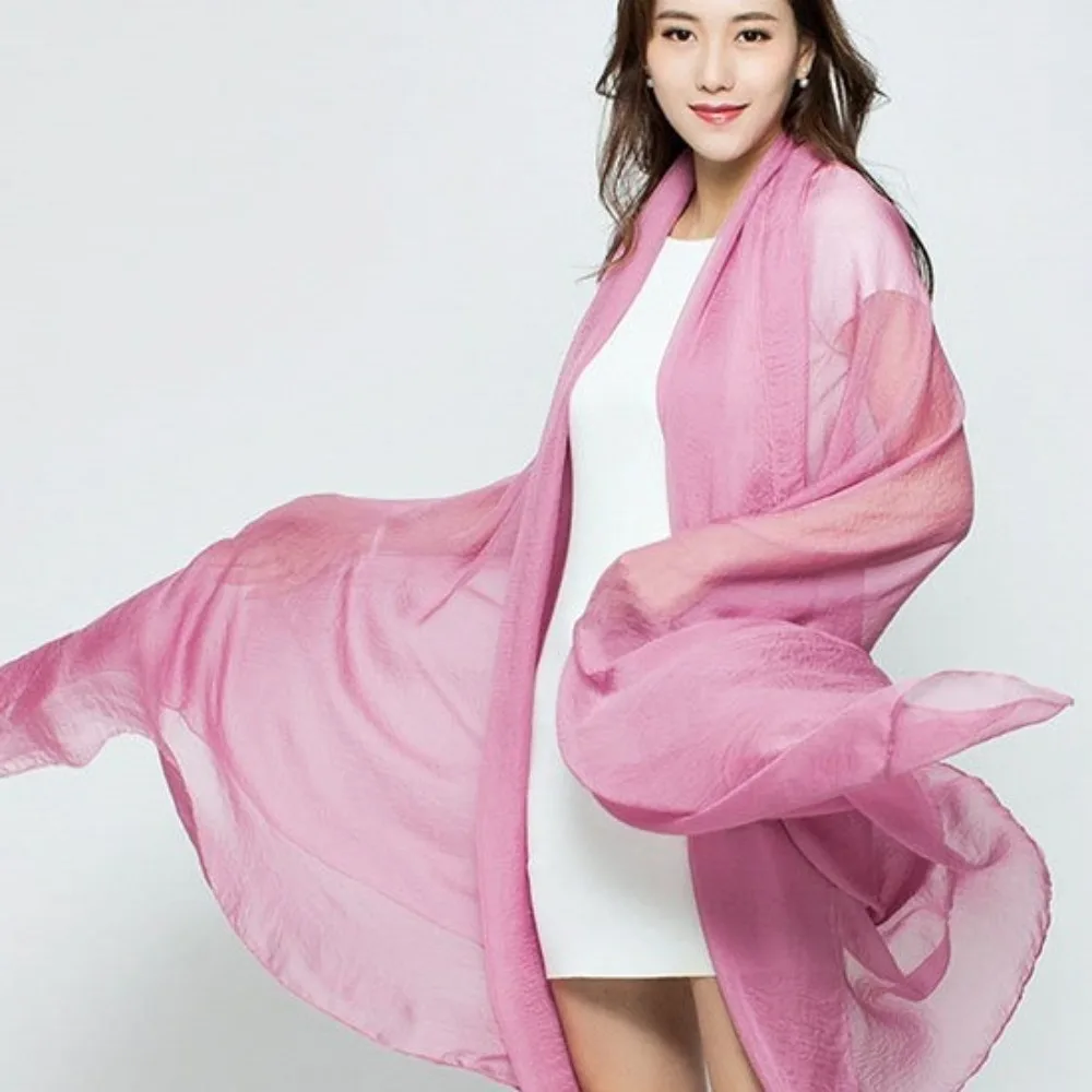 

New Chiffon Fabric Scarf Solid Color Multicolor Beach Scarves Anti-UV Soft Long Wrap Shawl Gift
