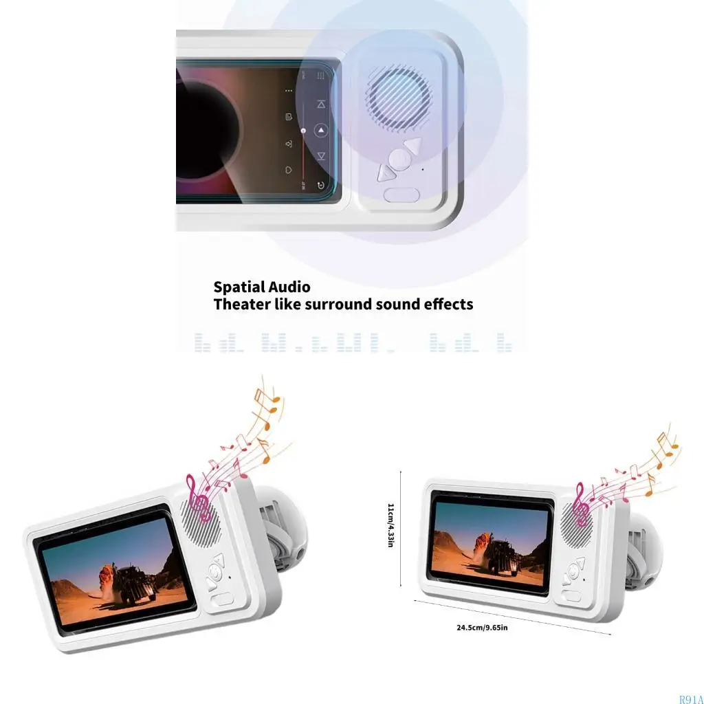 R91A Bathroom Wireless Speaker Phone Holder Stand Case 360°Audios SplashProof Design