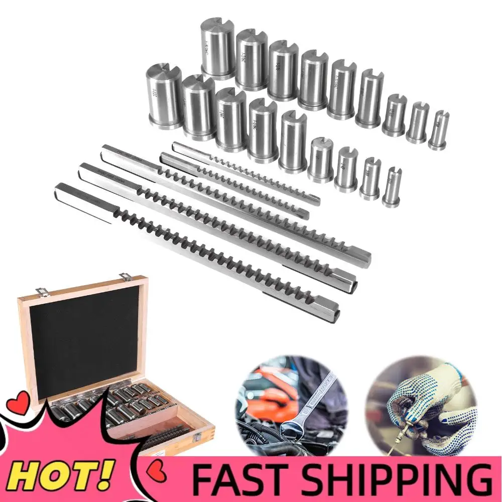 

Набор для протяжки шпоночных пазов: 5 протяжек, 18 втулок, 7 прокладок, 30 предметов для металлообработки и производства