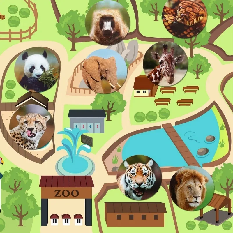 Animais do jardim zoológico desenhos animados adesivos para crianças, brinquedos clássicos, professor escola recompensa adesivo, padrão leão, 500 pcs por rolo