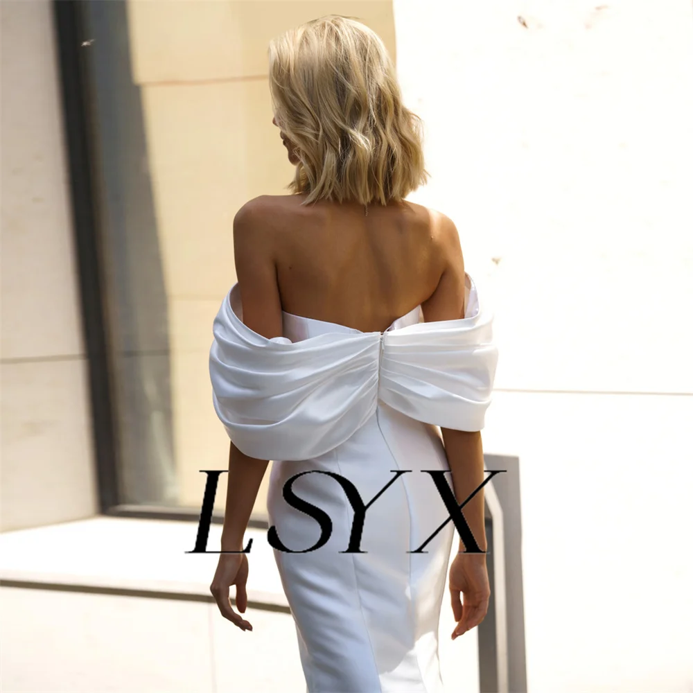 LSYX-Robe de Mariée Sirène Simple à Plis Décolorés, Fermeture Éclair au Dos, Fente Haute, Longueur au Sol, pour Patients, Sur Mesure