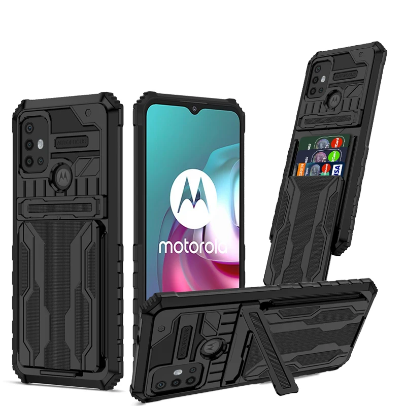 Phone case for G30 G9 Plus with card holder shockproof armor case for Moto G50 G22 G10 E32 E7 G Power Stylus 2021