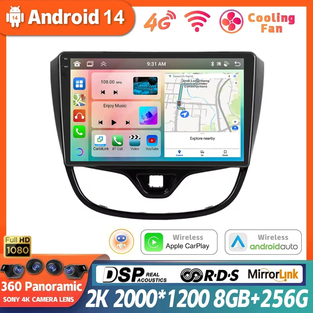 

Android 14 Car Radio Multimidia Video Player For Opel Karl 2017 2018 2019 2020 GPS Navigation Carplay Auto Stereo Head Unit