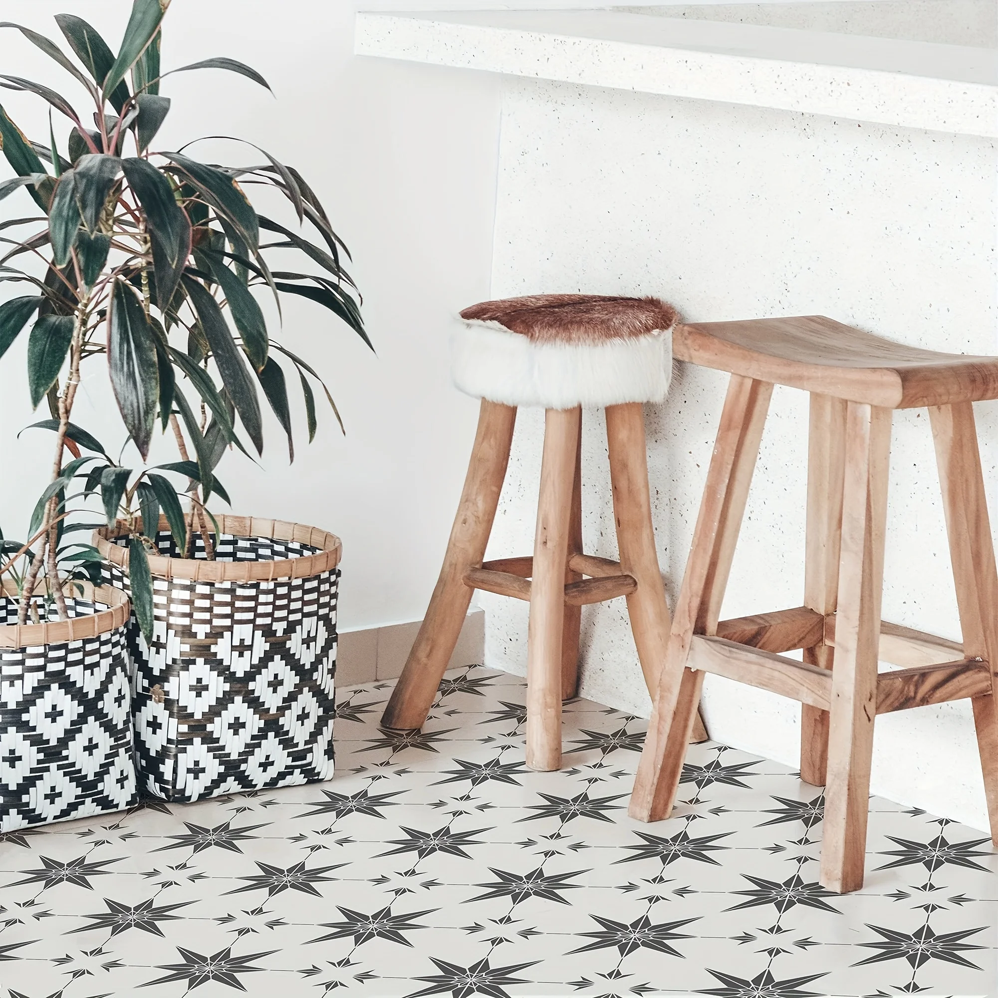 2pcs 스타 나침반 벽 장식 스텐실 |   재사용 가능 |   DIY 에어브러시 페인팅 |   해상 빈티지 스타일 |   바닥 타일 템플릿