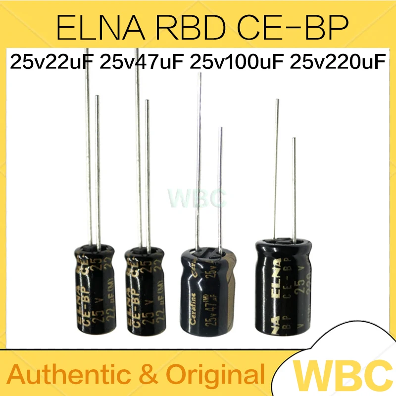 10Pcs/50Pcs/200Pcs ELNA RBD CE-BP Series 25v22uF 25v47uF 25v100uF 25v220uF Non Polar Nonpolar Bipolar HiFi Audio Capacitor