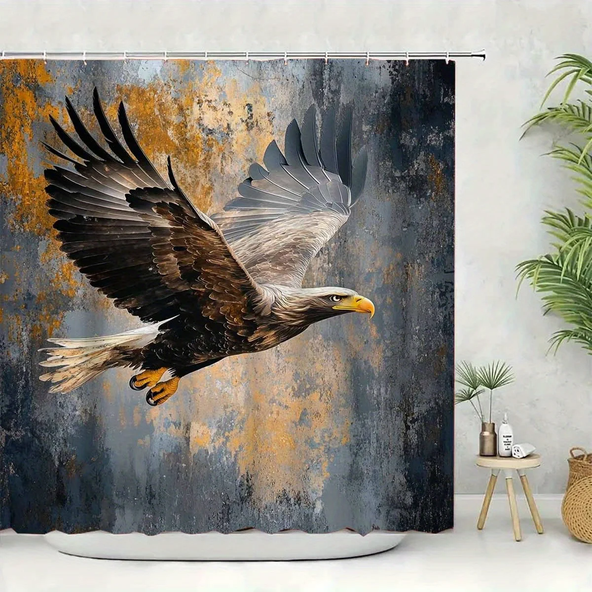 

1 шт., полиэстеровая занавеска для душа с изображением охотничьего орла, с 12 крючками, можно стирать в машине, подходит для декора ванной комнаты и дома