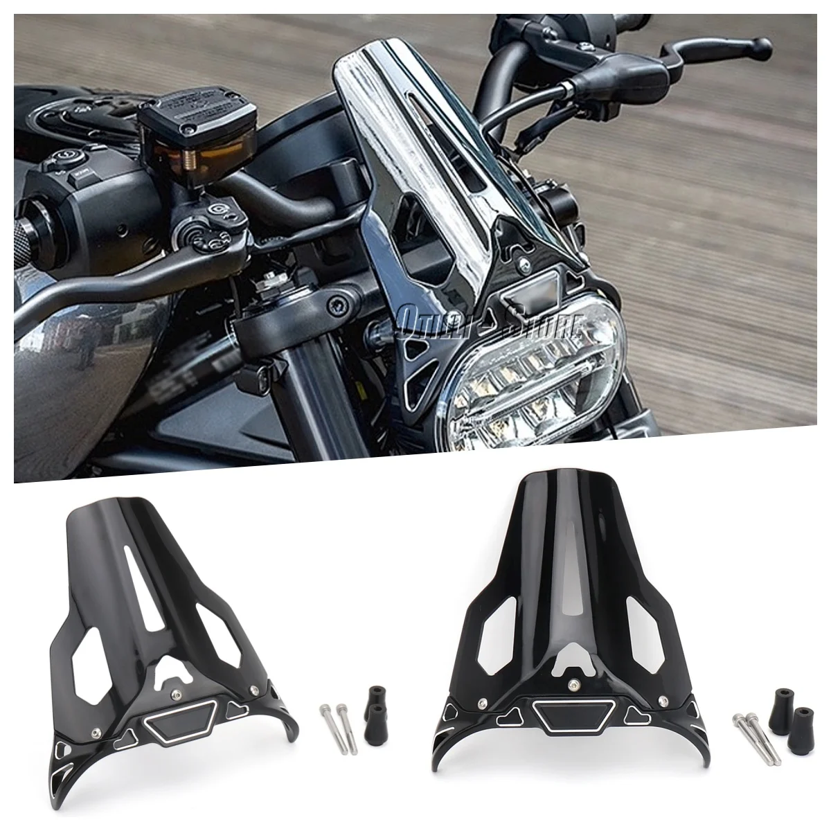 OTILLI Motorcycle Windshield Windscreen For Harley Davidson Sportster S RH1250S 2021 2022 2023 Windproof Wind Screen Protectors